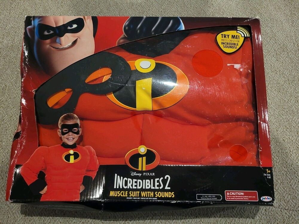 NEW Disney Pixar Incredibles 2 Mr Incredible Muscle Suit Boy Costume SOUND 4-6 S - Picture 5 of 11